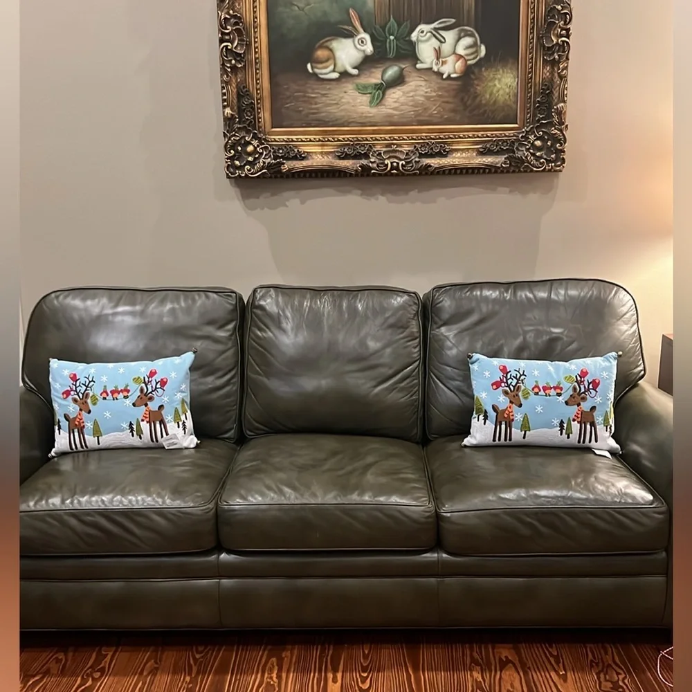 NWT Reindeer Christmas Crewel Throw Pillow Devi Designs
